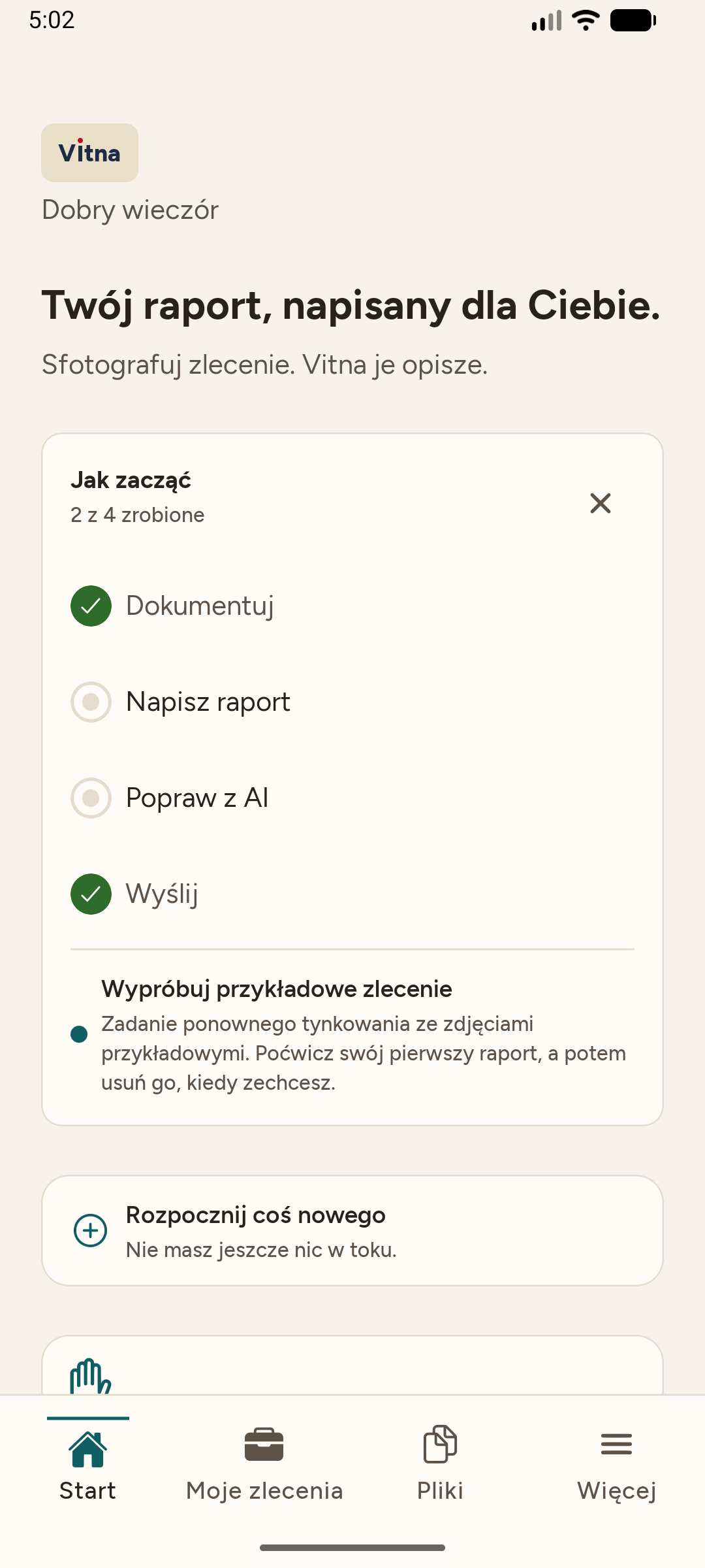 Home — the signed-in app home, in Polish
